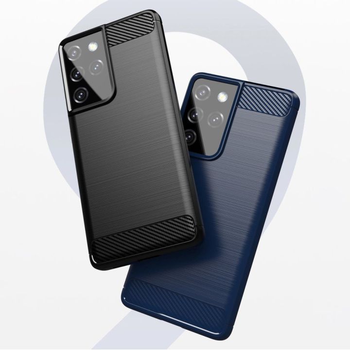 Carbon Case Flexible Cover TPU Case for Samsung Galaxy S21 Ultra 5G blue