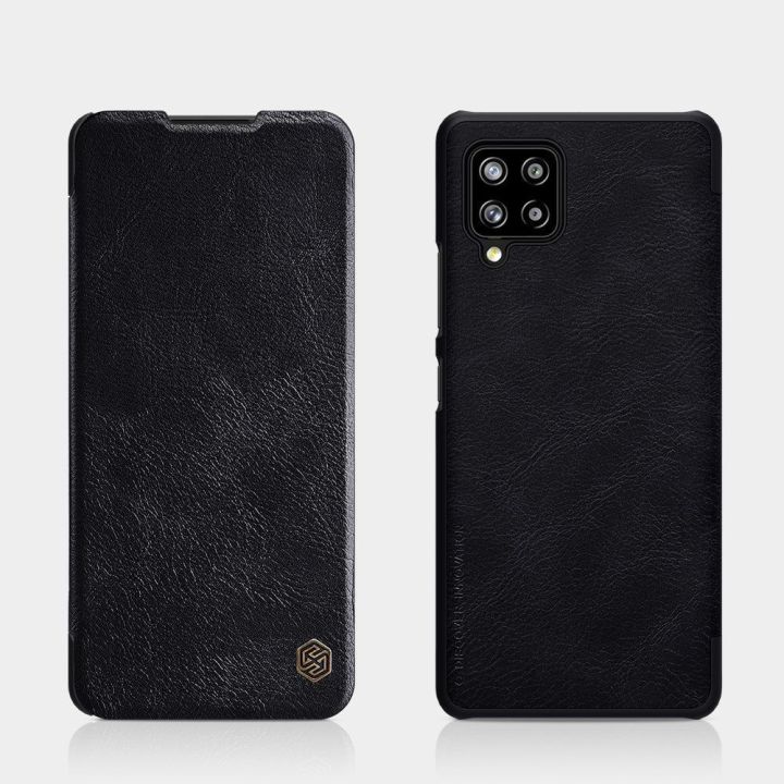 Nillkin Qin originalus odinis dėklas, skirtas Samsung Galaxy A42 5G , juodos spalvos