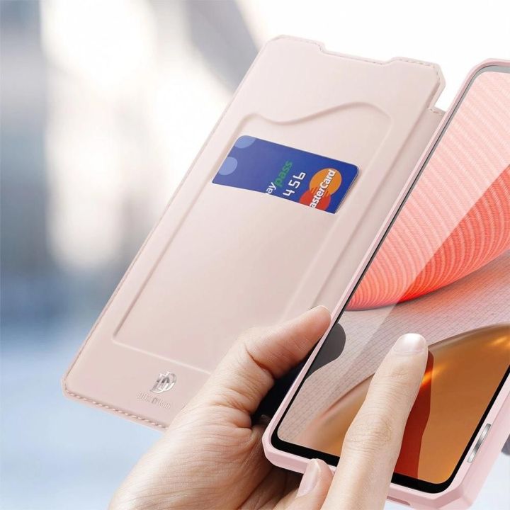 DUX DUCIS Skin X knygų dėklo tipo dėklas Samsung Galaxy A72 4G rožinės spalvos