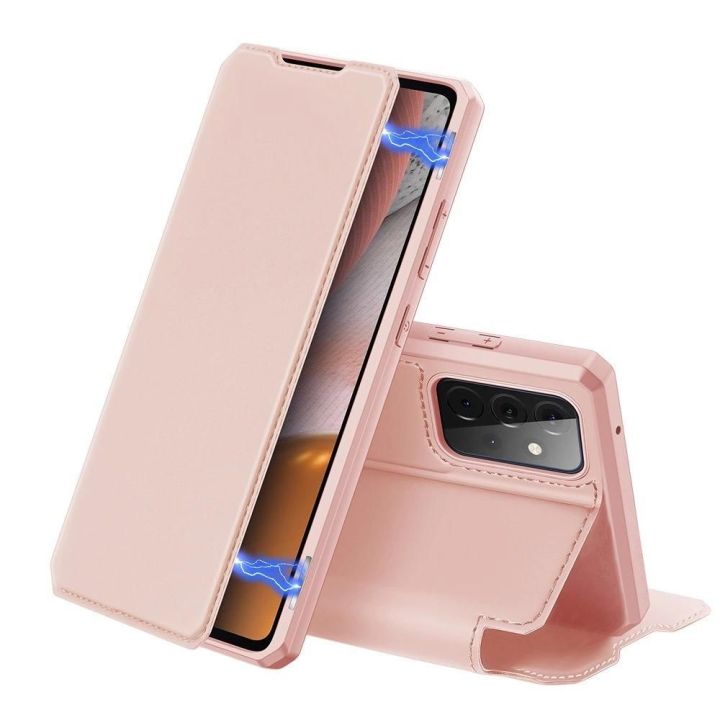 DUX DUCIS Skin X knygų dėklo tipo dėklas Samsung Galaxy A72 4G rožinės spalvos