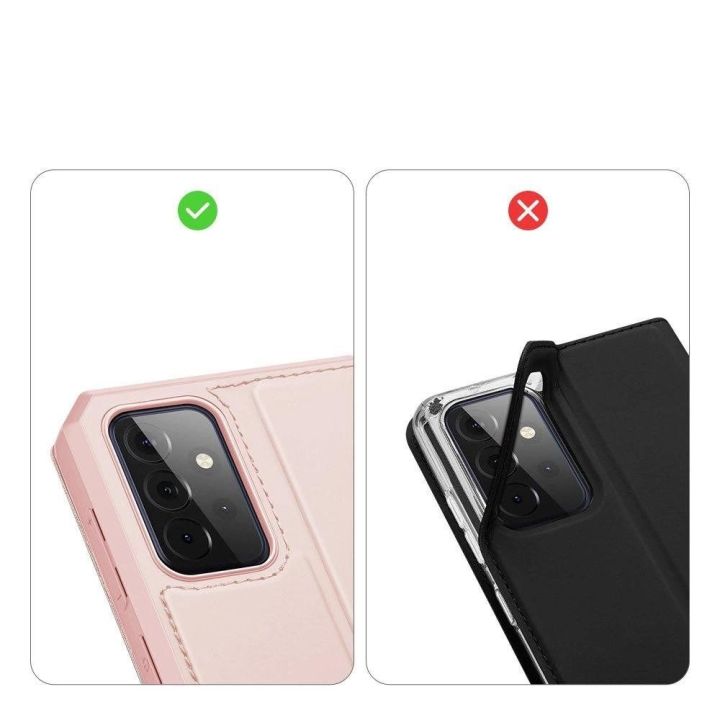 DUX DUCIS Skin X knygų dėklo tipo dėklas Samsung Galaxy A72 4G rožinės spalvos