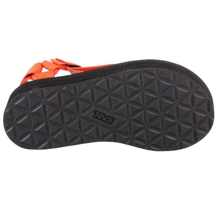 Moteriškos basutės su platforma Teva Flatform Universal, juodos ir oranžinės