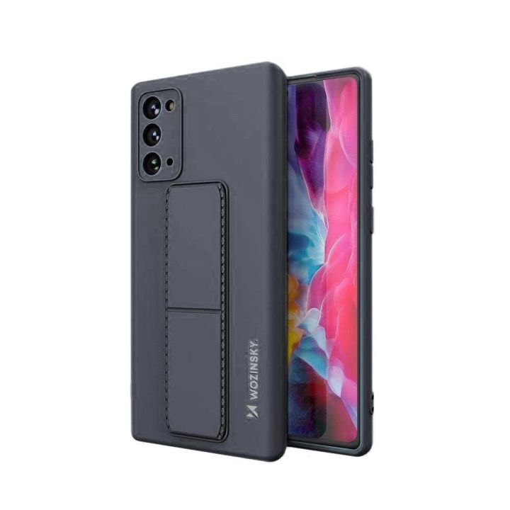 Kickstand Case silikoninis stovo dangtelis, skirtas Samsung Galaxy Note 20 , tamsiai mėlynas