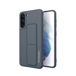 Kickstand Case silikoninis stovo dangtelis Samsung Galaxy S21 + 5G tamsiai mėlynas