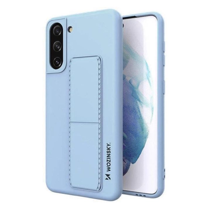 Samsung Galaxy S21 + 5G Light Blue silikoninis stovo dangtelis, skirtas Samsung Galaxy S21 + 5G Light Blue