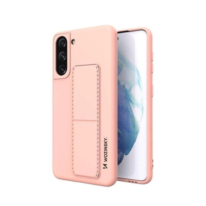 Silikoninis Samsung Galaxy S21 + 5G rausvos spalvos dėklas su kilimėliu, skirtas Samsung Galaxy S21 + 5G