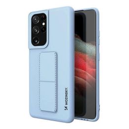 Samsung Galaxy S21 Ultra 5G Light Blue silikoninis stovo dangtelis, skirtas Samsung Galaxy S21 Ultra 5G Light Blue