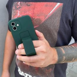 Silikoninis Xiaomi Redmi 10X 4G / Xiaomi Redmi Note 9 mėlynos spalvos dėklas su stovu