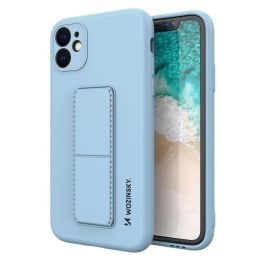 Silikoninis Xiaomi Redmi 10X 4G / Xiaomi Redmi Note 9 šviesiai mėlynos spalvos dėklas su stovu