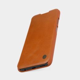 Nillkin Qin originalus odinis dėklas, skirtas Xiaomi Redmi Note 9T 5G , rudos spalvos