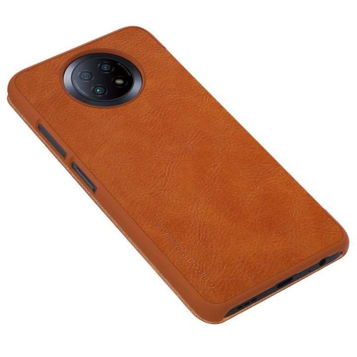 Nillkin Qin originalus odinis dėklas, skirtas Xiaomi Redmi Note 9T 5G , rudos spalvos