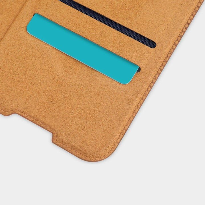 Nillkin Qin originalus odinis dėklas, skirtas Xiaomi Redmi Note 9T 5G , rudos spalvos