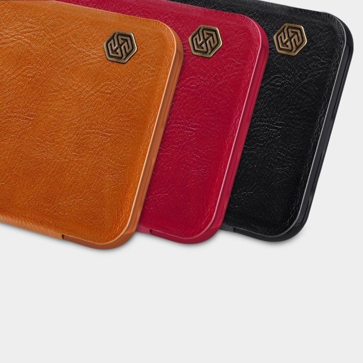 Nillkin Qin originalus odinis dėklas, skirtas Xiaomi Redmi Note 9T 5G , rudos spalvos