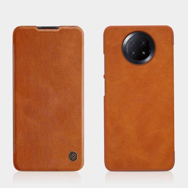 Nillkin Qin originalus odinis dėklas, skirtas Xiaomi Redmi Note 9T 5G , rudos spalvos