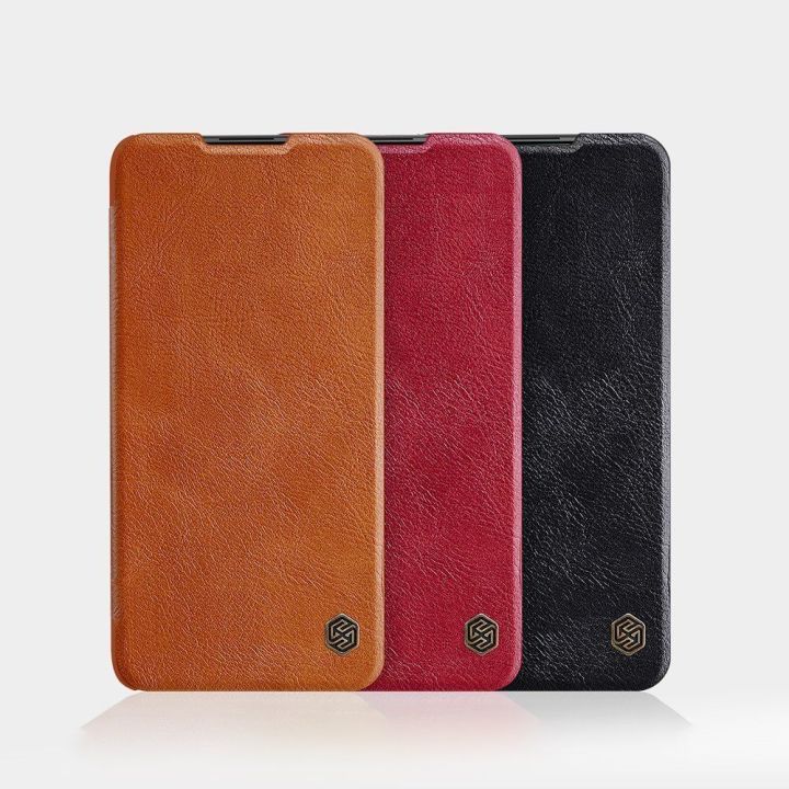Nillkin Qin originalus odinis dėklas, skirtas Xiaomi Redmi Note 9T 5G , rudos spalvos