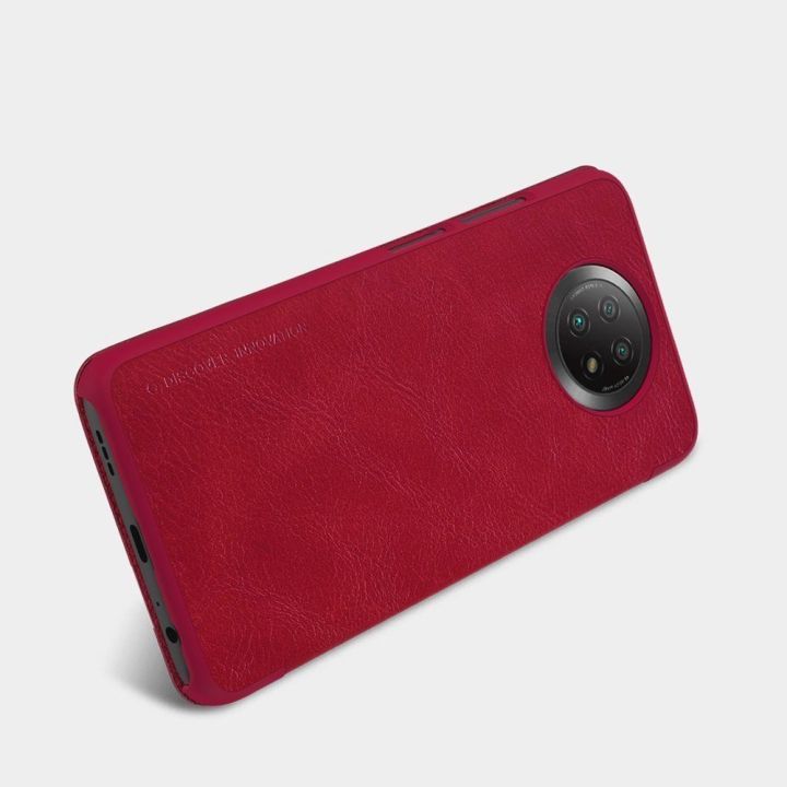 Nillkin Qin originalus odinis dėklas, skirtas Xiaomi Redmi Note 9T 5G , rudos spalvos