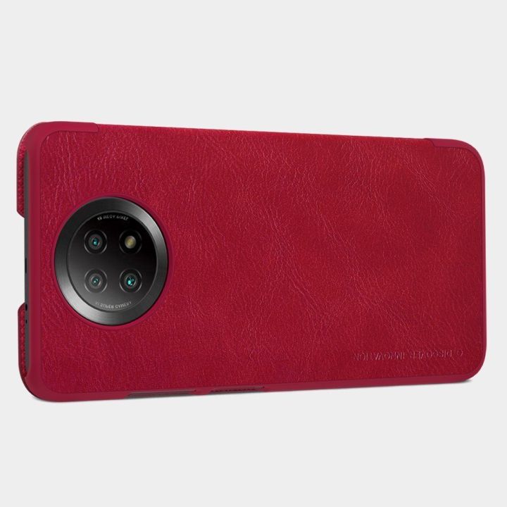 Nillkin Qin originalus odinis dėklas, skirtas Xiaomi Redmi Note 9T 5G , rudos spalvos
