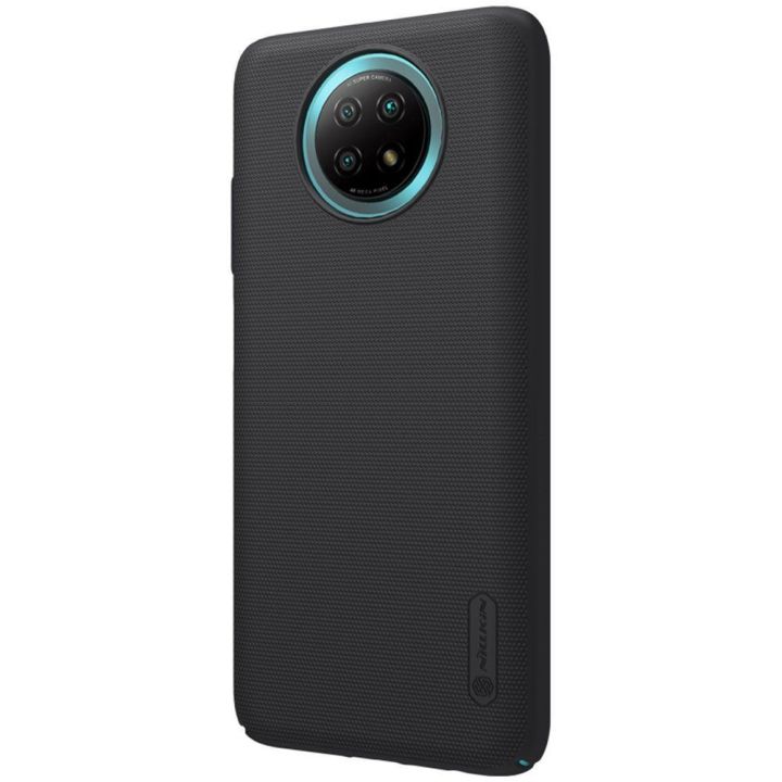 Nillkin Super Frosted Shield dėklas + stovas, skirtas Xiaomi Redmi Note 9T 5G , juodos spalvos