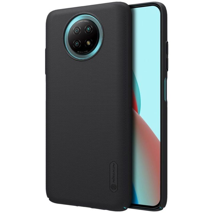 Nillkin Super Frosted Shield dėklas + stovas, skirtas Xiaomi Redmi Note 9T 5G , juodos spalvos