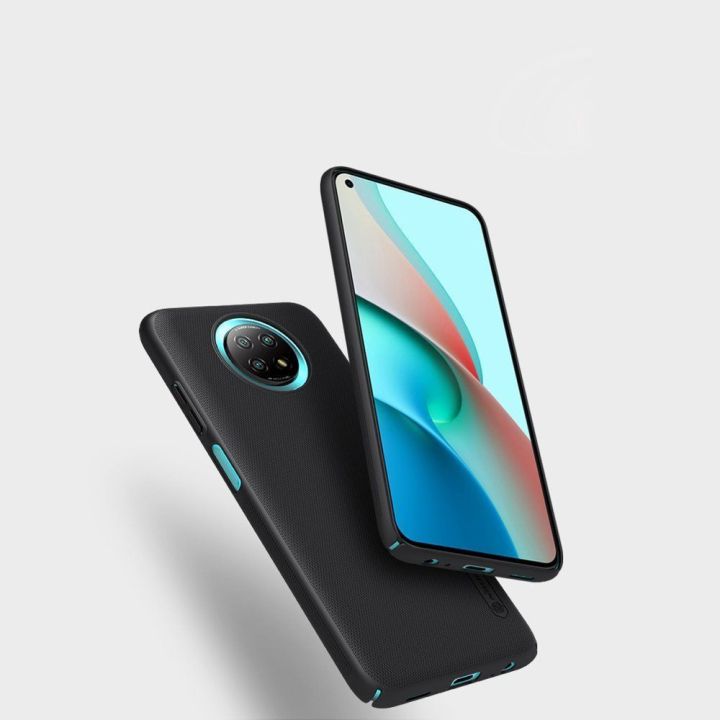 Nillkin Super Frosted Shield dėklas + stovas, skirtas Xiaomi Redmi Note 9T 5G , juodos spalvos