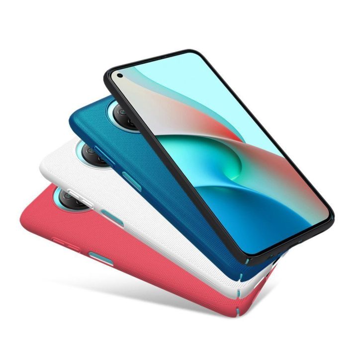 Nillkin Super Frosted Shield dėklas + stovas, skirtas Xiaomi Redmi Note 9T 5G , juodos spalvos