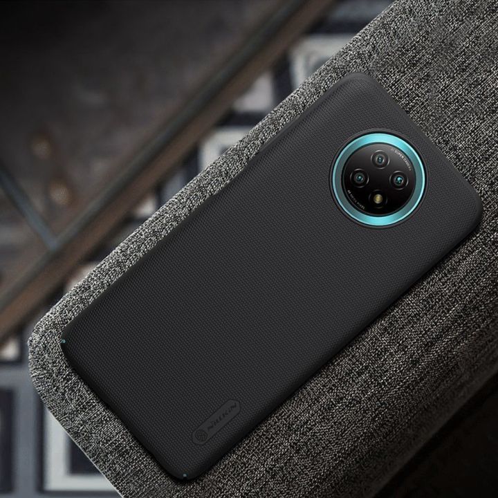 Nillkin Super Frosted Shield dėklas + stovas, skirtas Xiaomi Redmi Note 9T 5G , juodos spalvos