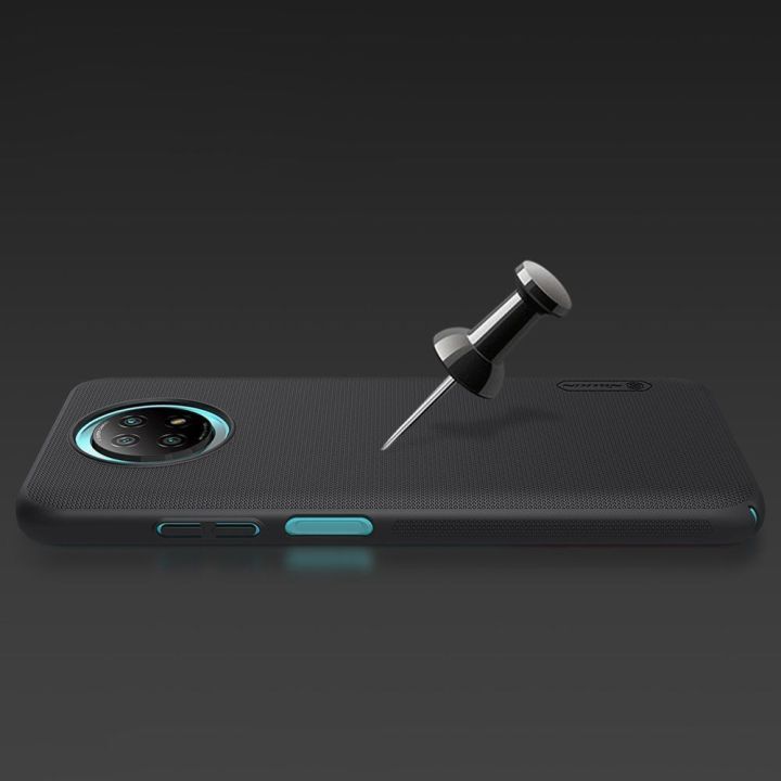 Nillkin Super Frosted Shield dėklas + stovas, skirtas Xiaomi Redmi Note 9T 5G , juodos spalvos