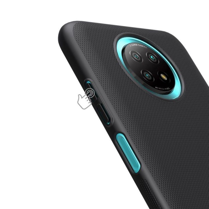 Nillkin Super Frosted Shield dėklas + stovas, skirtas Xiaomi Redmi Note 9T 5G , juodos spalvos