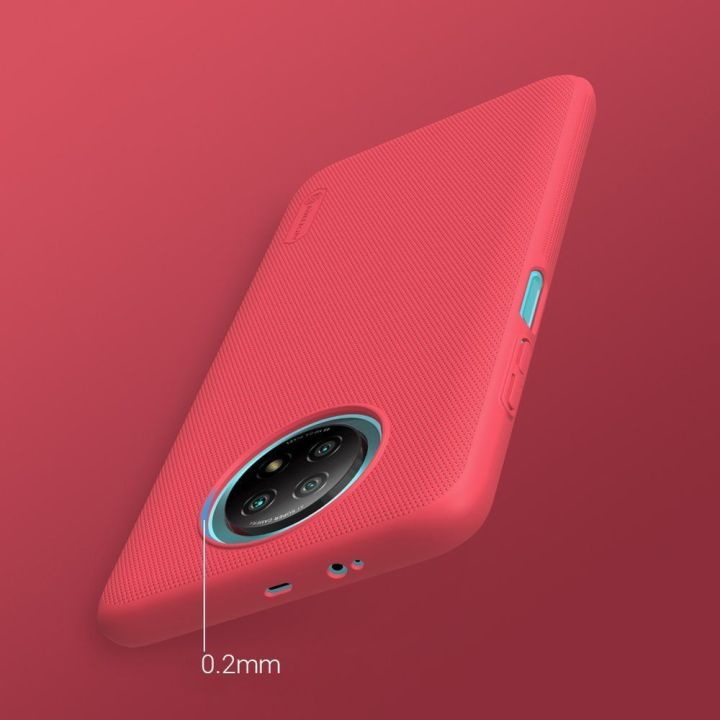 Nillkin Super Frosted Shield dėklas + stovas, skirtas Xiaomi Redmi Note 9T 5G , juodos spalvos