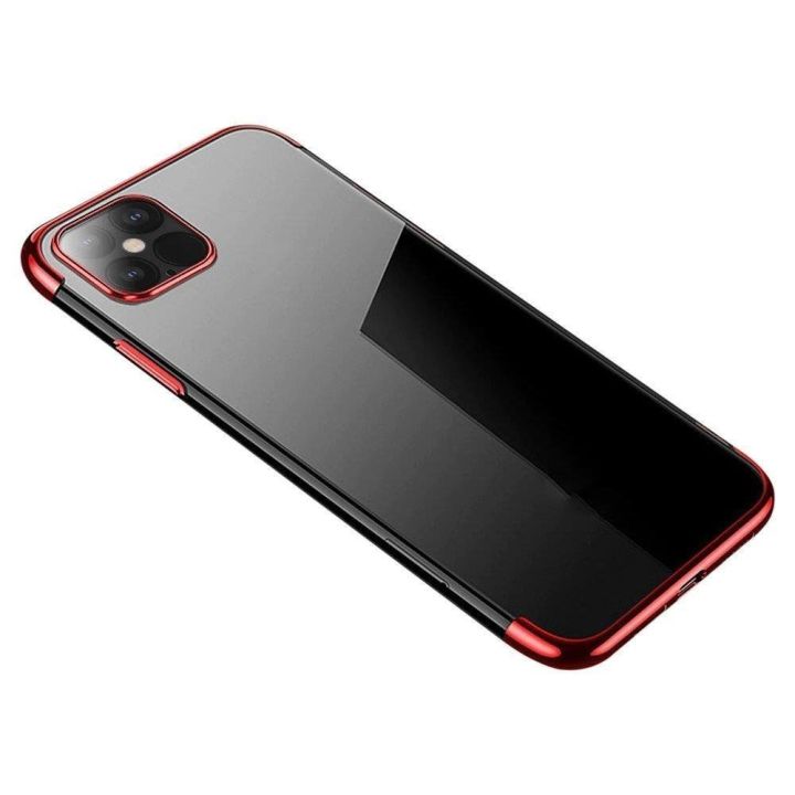 Skaidrios spalvos korpuso gelinis TPU galvaninis rėmelis, skirtas Xiaomi Mi 11 , raudonas