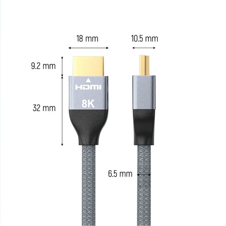 cable HDMI 2.1 8K 60 Hz 48 Gbps / 4K 120 Hz / 2K 144 Hz 1 m Silver (WHDMI-10)
