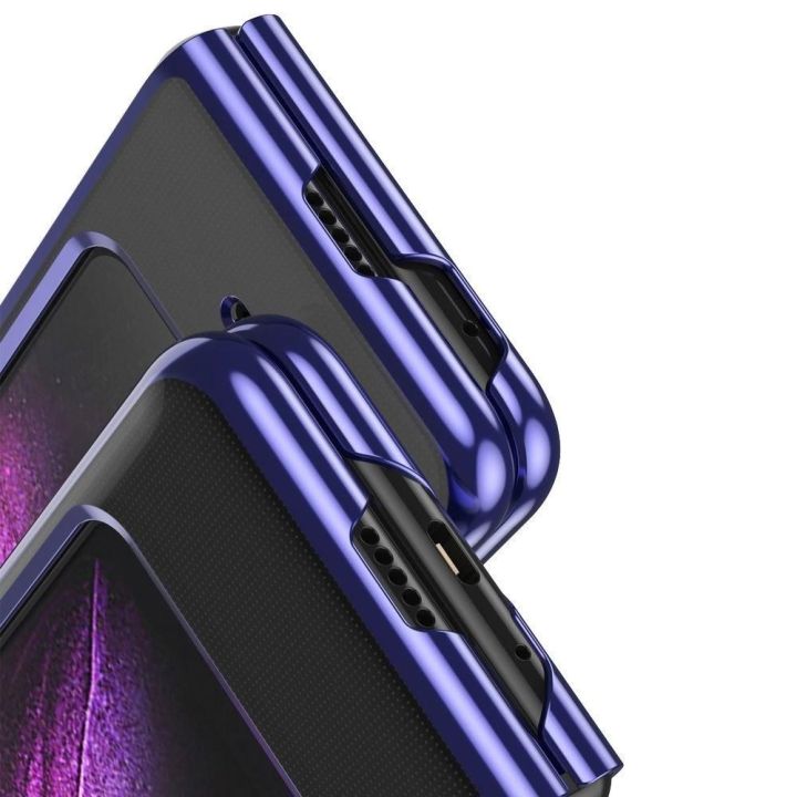Galvaninis korpusas kietasis korpusas Galvaninis rėmelis Kepurė skirtas Samsung Galaxy Fold blue