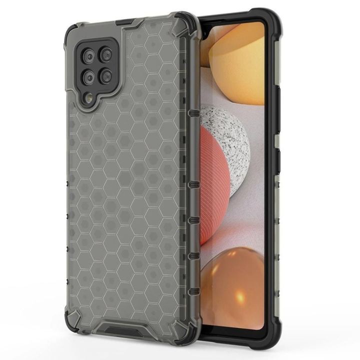 Honeycomb korpuso šarvuotas dangtelis su TPU bamperiu, skirtas Samsung Galaxy A42 5G , juodas