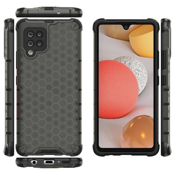 Honeycomb korpuso šarvuotas dangtelis su TPU bamperiu, skirtas Samsung Galaxy A42 5G , juodas
