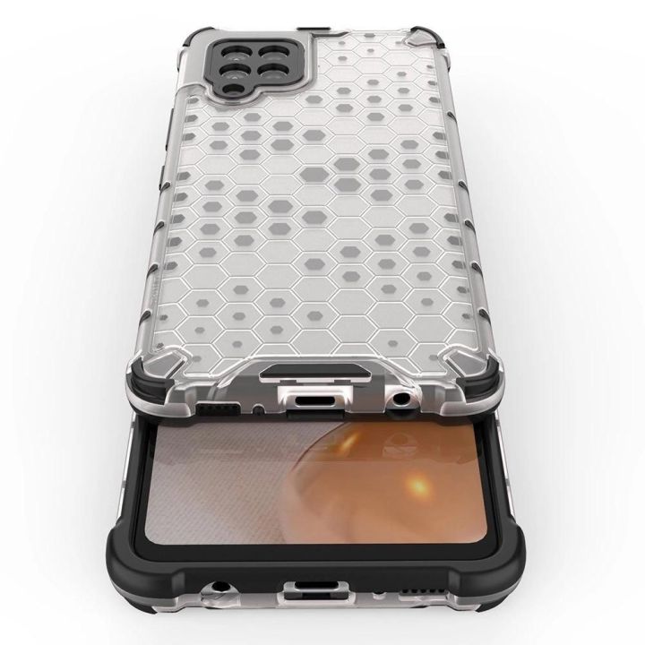 Honeycomb korpuso šarvuotas dangtelis su TPU bamperiu, skirtas Samsung Galaxy A42 5G , juodas