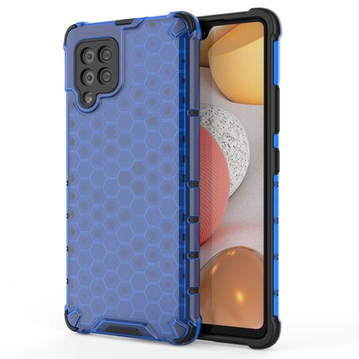 Honeycomb korpuso šarvinis dangtelis su TPU bamperiu, skirtas Samsung Galaxy A42 5G , mėlynas