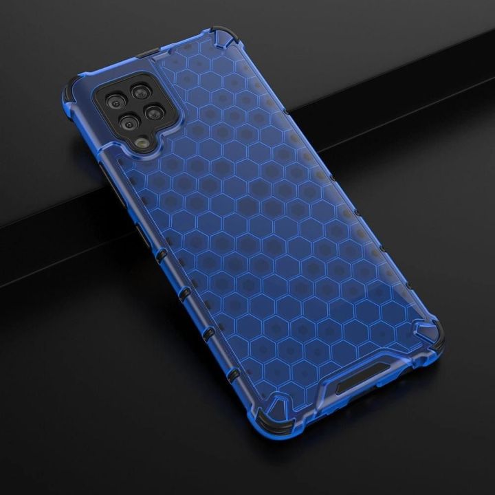 Honeycomb korpuso šarvinis dangtelis su TPU bamperiu, skirtas Samsung Galaxy A42 5G , mėlynas