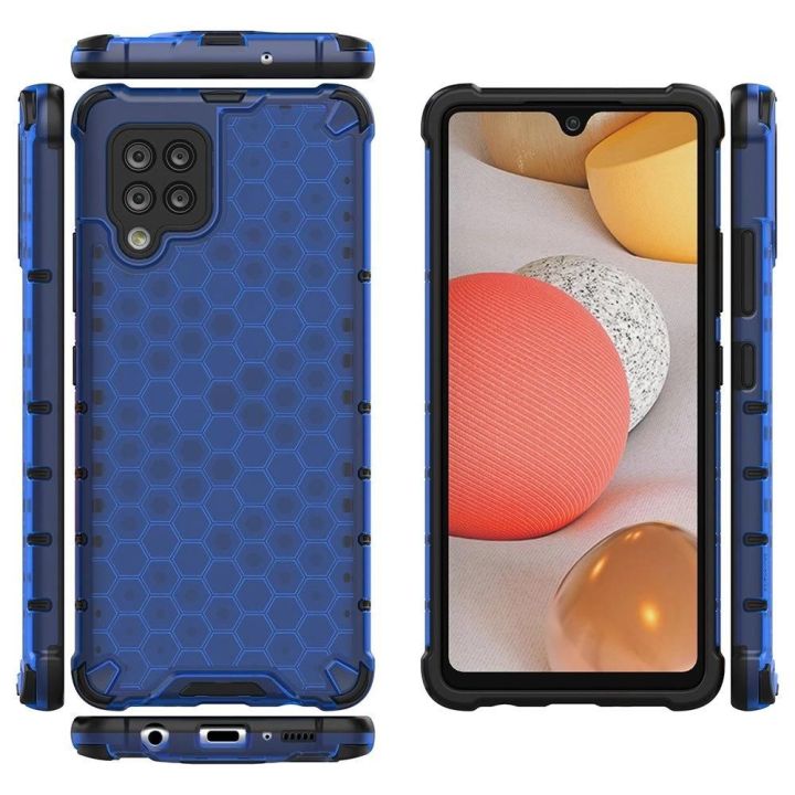 Honeycomb korpuso šarvinis dangtelis su TPU bamperiu, skirtas Samsung Galaxy A42 5G , mėlynas