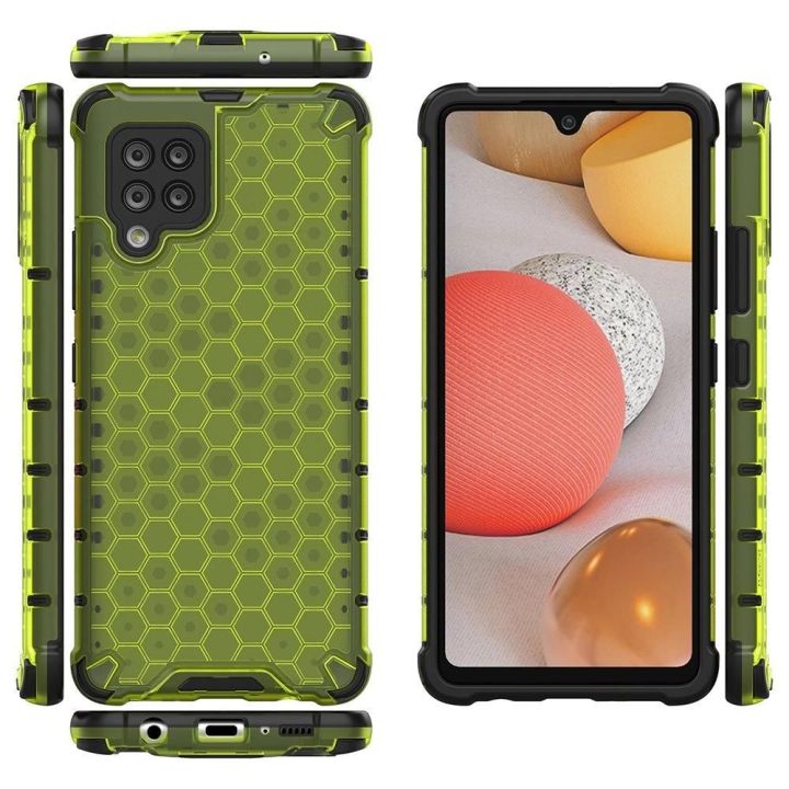 Honeycomb korpuso šarvinis dangtelis su TPU bamperiu, skirtas Samsung Galaxy A42 5G , žalias