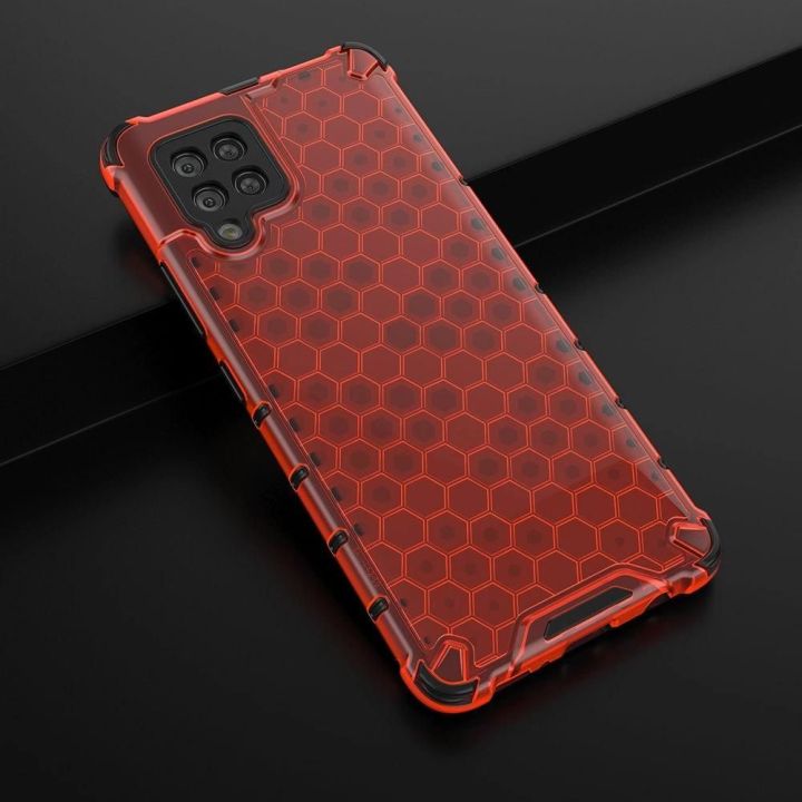Honeycomb korpuso šarvuotas dangtelis su TPU bamperiu, skirtas Samsung Galaxy A42 5G , raudonas