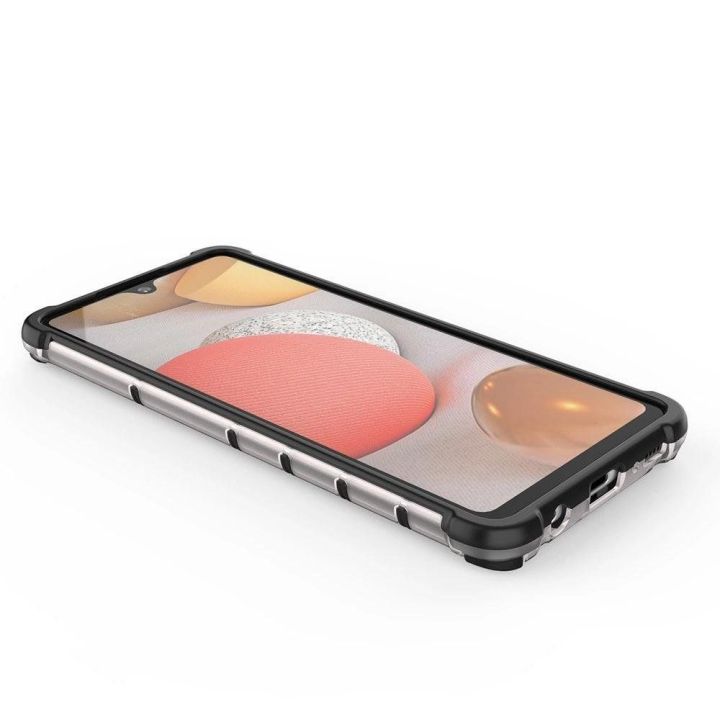 Honeycomb korpuso šarvuotas dangtelis su TPU bamperiu, skirtas Samsung Galaxy A42 5G , raudonas