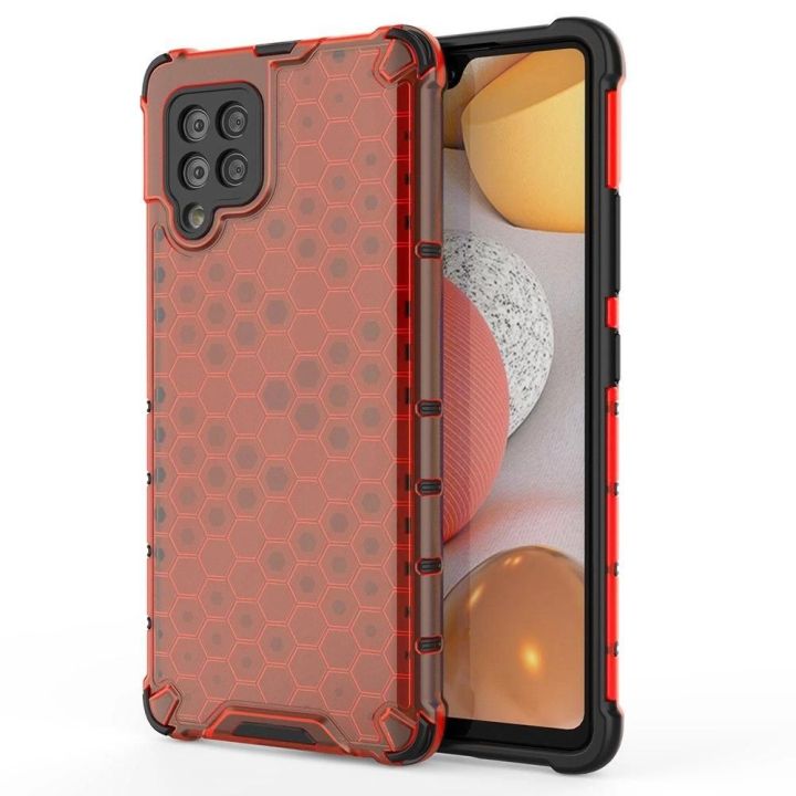 Honeycomb korpuso šarvuotas dangtelis su TPU bamperiu, skirtas Samsung Galaxy A42 5G , raudonas