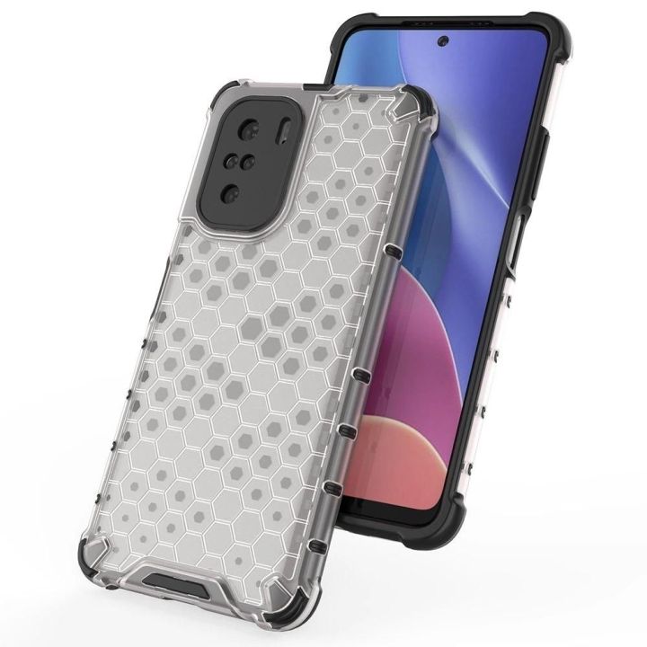 Honeycomb korpuso šarvuotas dangtelis su TPU bamperiu, skirtas Xiaomi Redmi K40 Pro+ / K40 Pro / K40 / Poco F3 , žalias