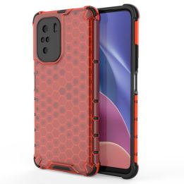 Honeycomb korpuso šarvuotas dangtelis su TPU bamperiu, skirtas Xiaomi Redmi K40 Pro+ / K40 Pro / K40 / Poco F3 , raudonas