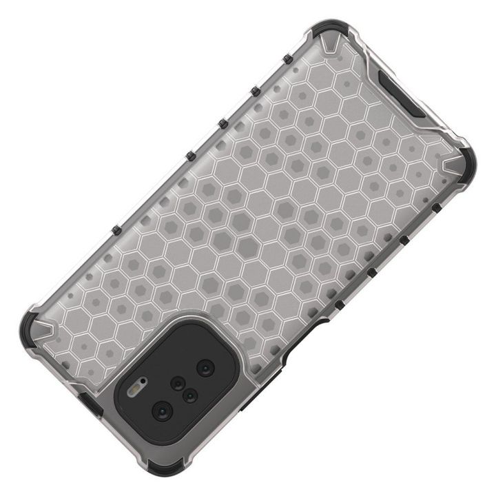 Honeycomb korpuso šarvuotas dangtelis su TPU bamperiu, skirtas Xiaomi Redmi K40 Pro+ / K40 Pro / K40 / Poco F3 , raudonas