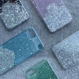 Žvaigždžių blizgučiais spindintis dangtelis Samsung Galaxy A72 4G , skaidrus