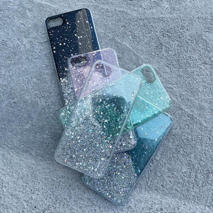 Žvaigždžių blizgučiais spindintis dangtelis Samsung Galaxy A72 4G , žalias