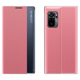 dėklas Bookcase tipo dėklas su išmaniuoju langu, skirtas Xiaomi Redmi K40 Pro+ / K40 Pro / K40 / Poco F3 , rožinis