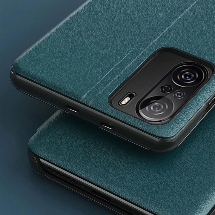 Eco Leather View dėklas Elegantiškas atlenkiamas dangtelis su stovo funkcija Xiaomi Redmi K40 Pro + / K40 Pro / K40 / Poco F3 Or