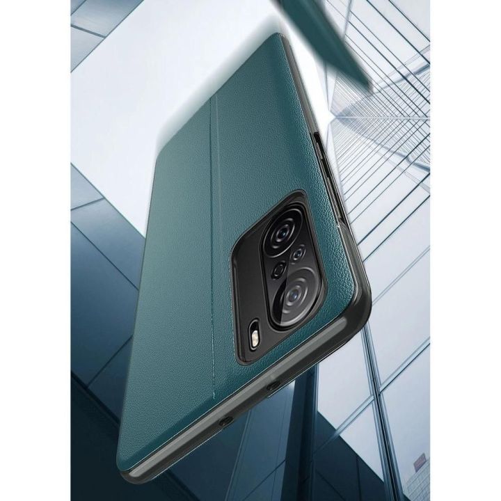 Eco Leather View dėklas Elegantiškas atlenkiamas dangtelis su stovo funkcija Xiaomi Redmi K40 Pro + / K40 Pro / K40 / Poco F3 Or
